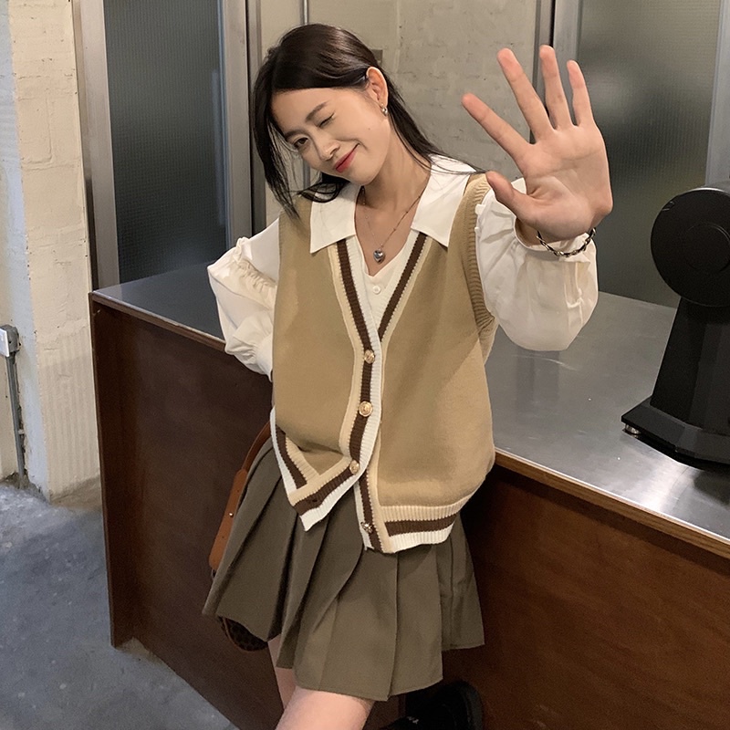 Áo LEN GILE VIỀN MÀU BE