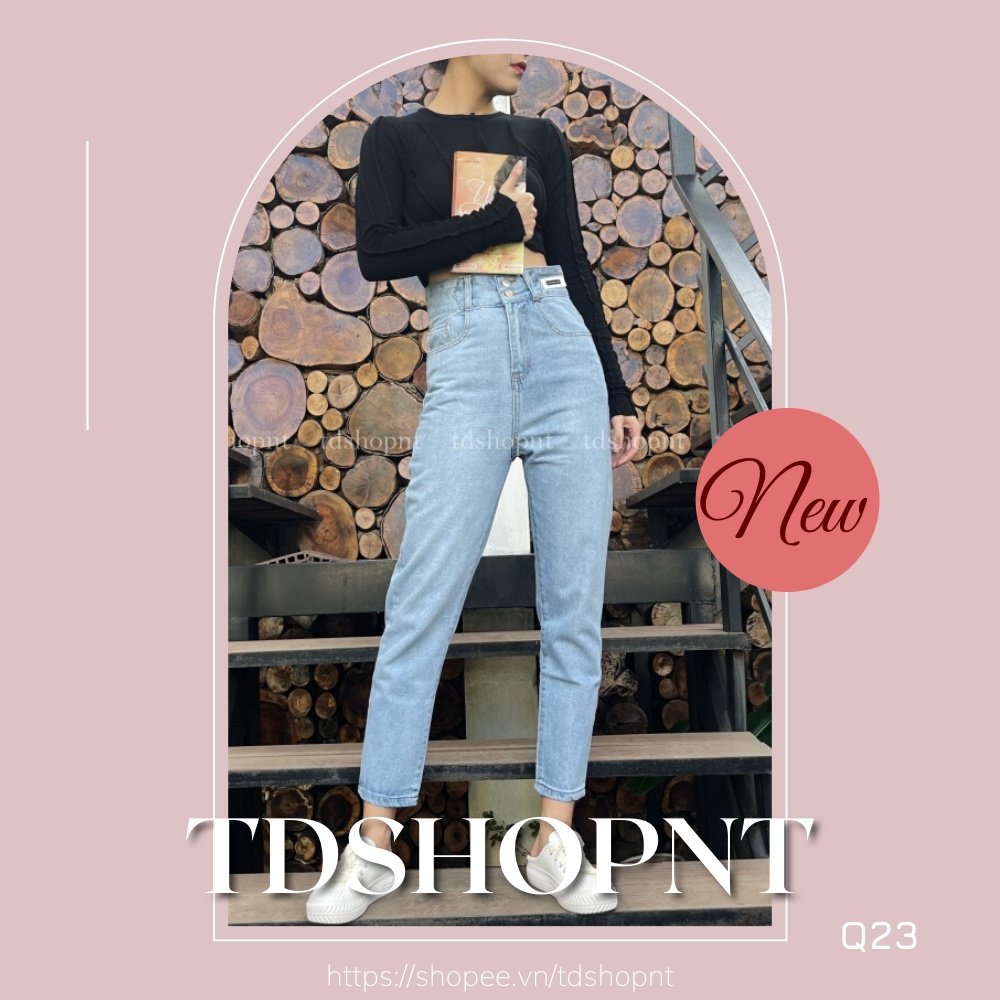 Quần Jean Lưng Cao Nữ, Quần Bò Dáng Suông Tdshopnt - Q23