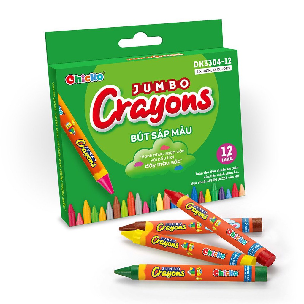 Bút Sáp Màu Duka - Jumbo Crayons 12 Màu (SM-0162)