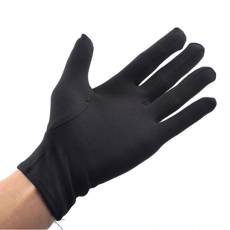 Găng tay vải màu đen dùng trong nghi lễ, trưng bày và bán sản phẩm trang sức, phụ kiện