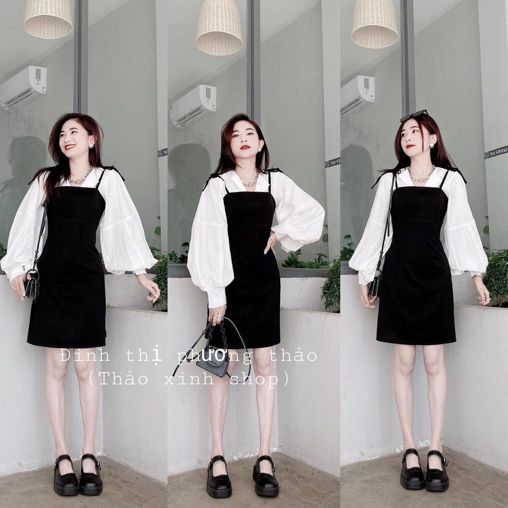 set váy yếm 2 trong 1 cho chị em