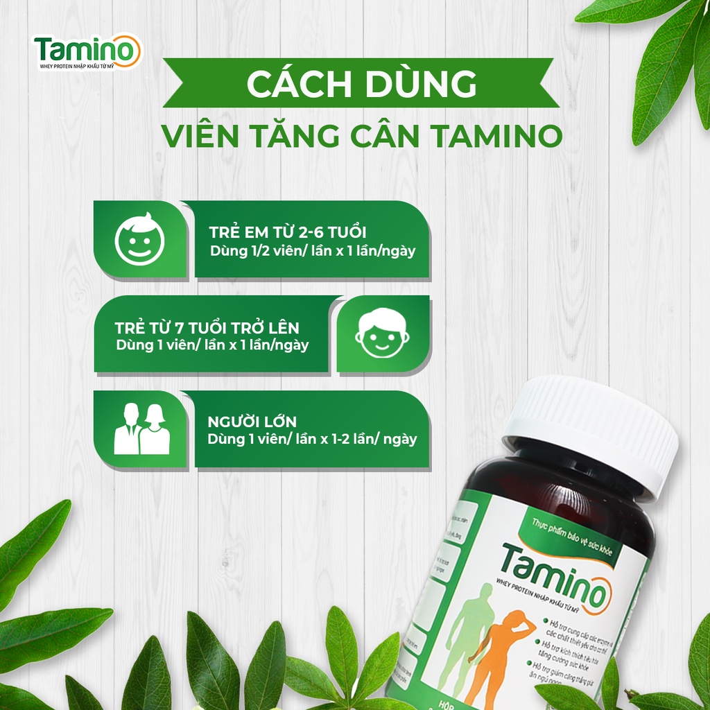 Viên Uống Tăng Cân, Tăng Cơ, Săn Chắc, Không Tích Nước, Không Tác Dụng Phụ Từ Thảo Dược Thiên Nhiên Tamino Hộp 30 Viên