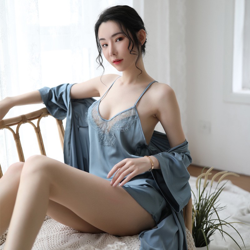Váy Ngủ Sexy - Đầm Ngủ Sexy Ren Vải Phi Lụa Mỏng Có Kèm Áo Choàng Thắt Dây UNIVERSALXXX - DNS26 | BigBuy360 - bigbuy360.vn