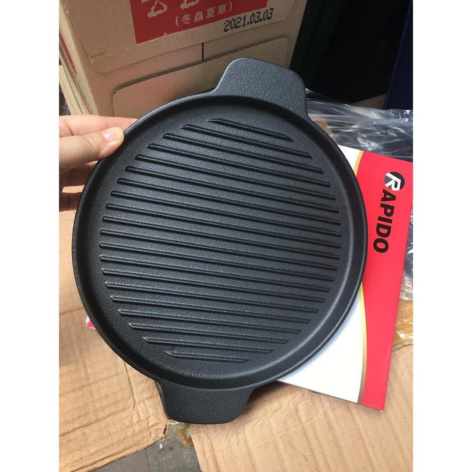 Chảo Gang Nướng Chống Dính Cao Cấp Rapido Size RG26 Dùng Cho Mọi Loại Bếp ( Đen )