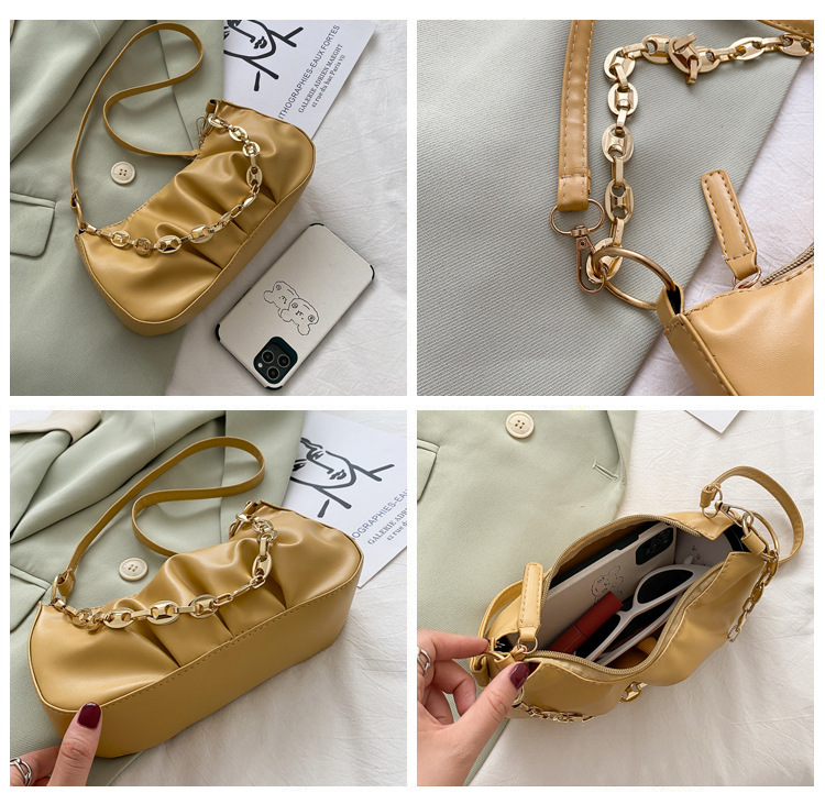 Túi Đeo Vai Phối Dây Xích Thiết Kế Giản Dị Thời Trang Dành Cho Nữ