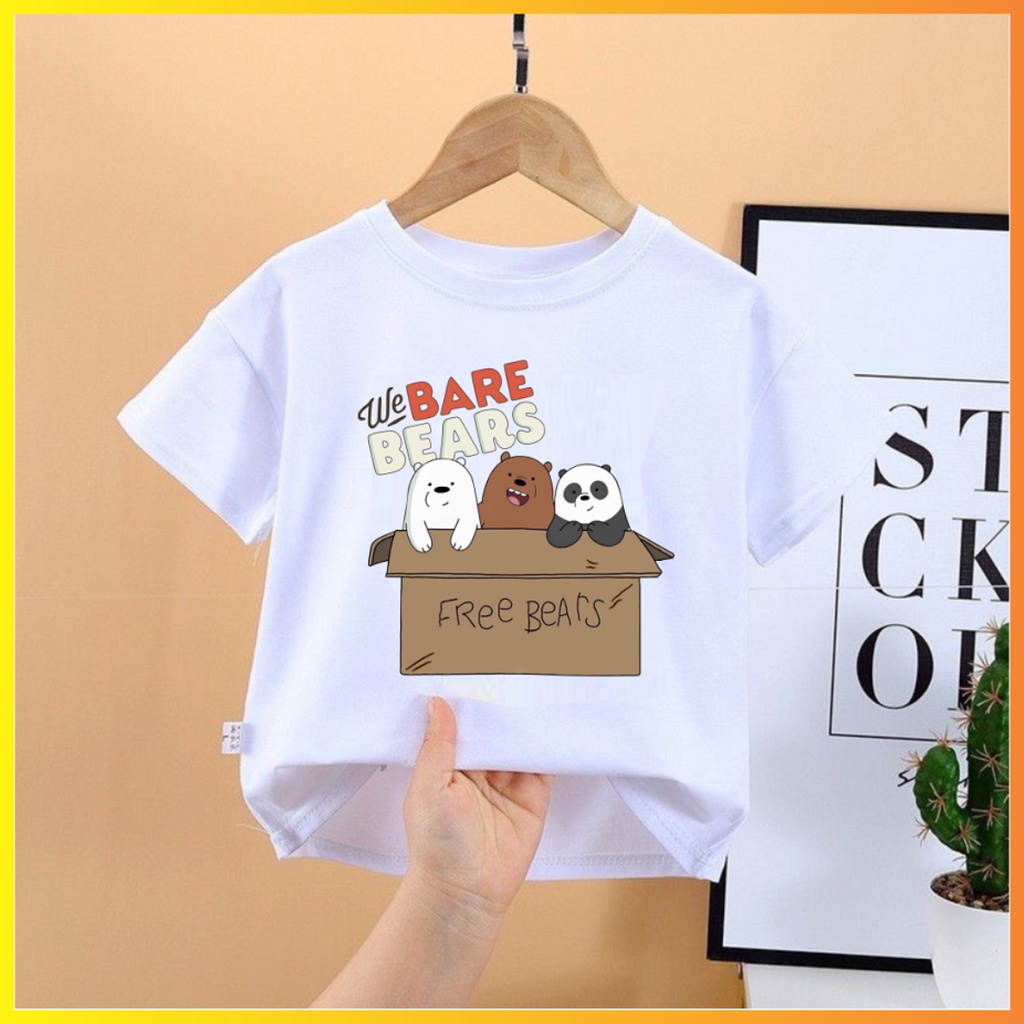 Áo thun trẻ em in hình 3 chú gấu we bare bears cực hot bé trai bé gái