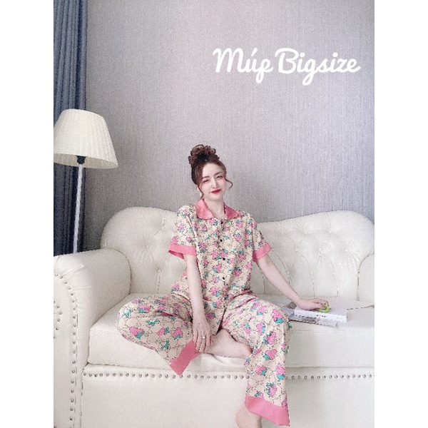 [Bigsize 50-100kg] Bộ Pyjama Dài Cổ Sen Lụa Nhật Mặc Nhà Cho Nàng Múp | BigBuy360 - bigbuy360.vn