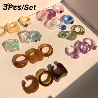 Nhẫn nhựa resin acrylic trong suốt không đối xứng màu nhuộm nhiều màu tùy chọn cho nữ (có bán lẻ)