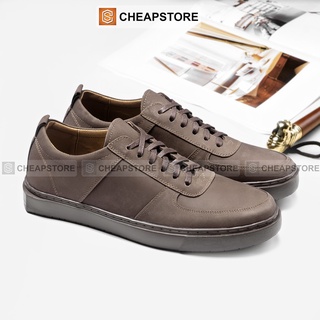Giày da bò nam CHEAPSTORE CS452 Nâu - Giày tăng chiều cao thể thao, da thật 100% (bảo hành 24 tháng)