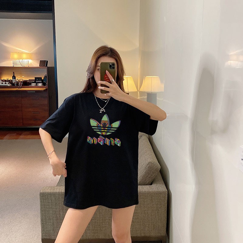 Áo phông adida nữ form rộng tay lỡ unisex, áo thun adida nữ form rộng tay lỡ unisex cotton AT088 Miucho in logo