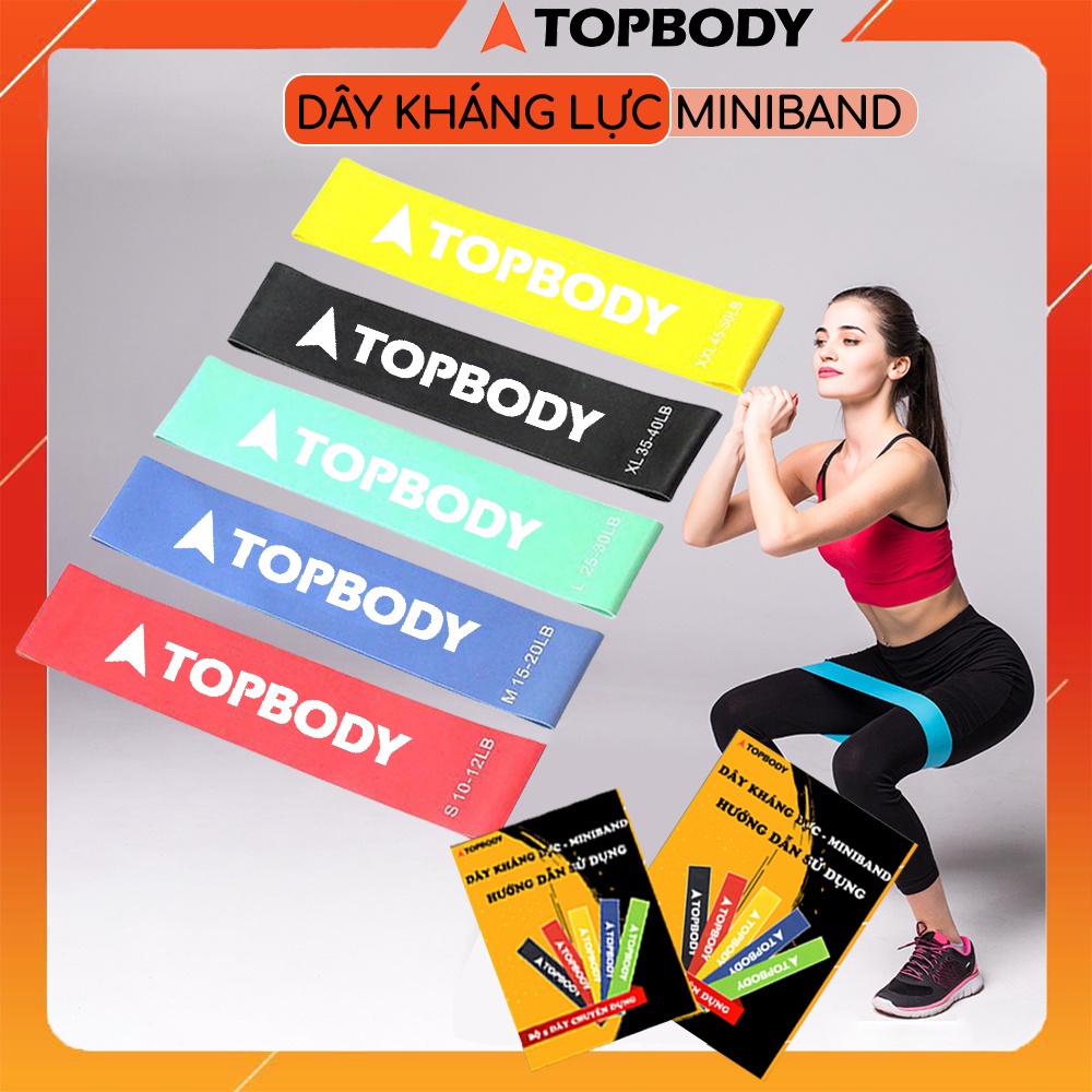 Dây Kháng Lực Mini Band, Dây Cao Su Tập Mông Đùi Chính Hãng TOPBODY, Tặng Kèm HDSD
