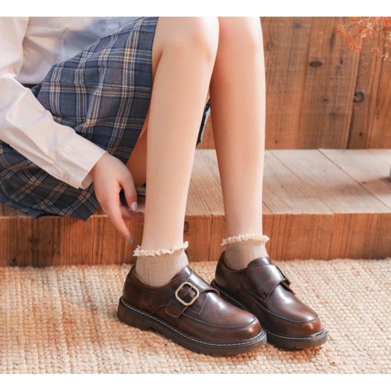 Giày Harajuku phong cách nước Anh oxford vintage cao cấp retro cô gái Nhật Bản Lenvintage văn học martin ulzzang