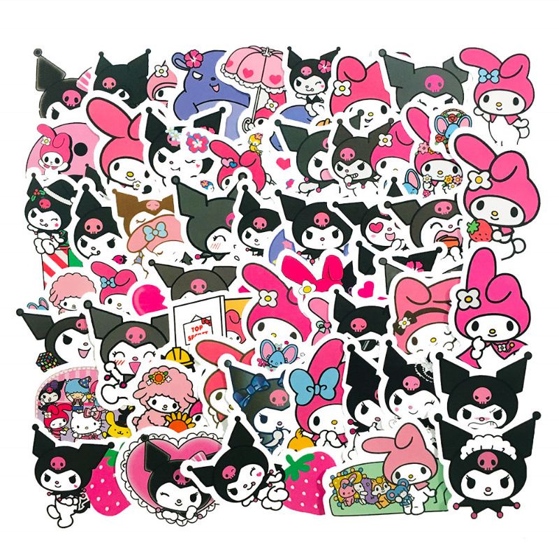 10-60 hình dán Stickers Kuromi and My Melody decal