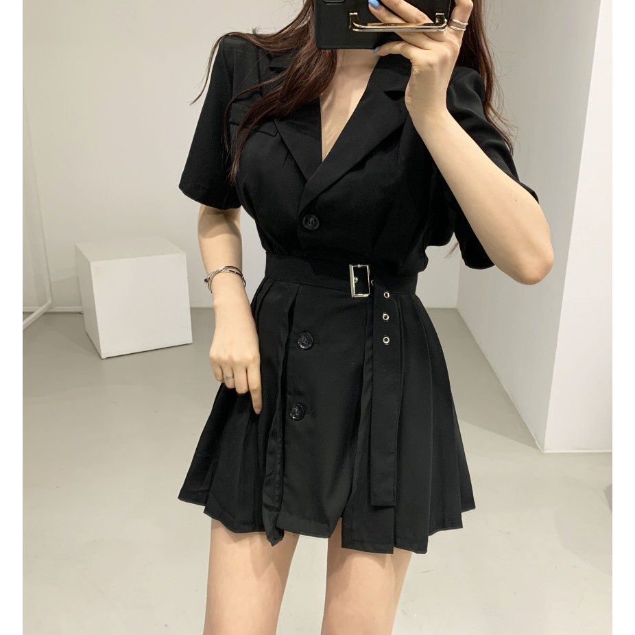 Sét đầm cổ vest kèm chân váy rời, công sở siêu đẹp