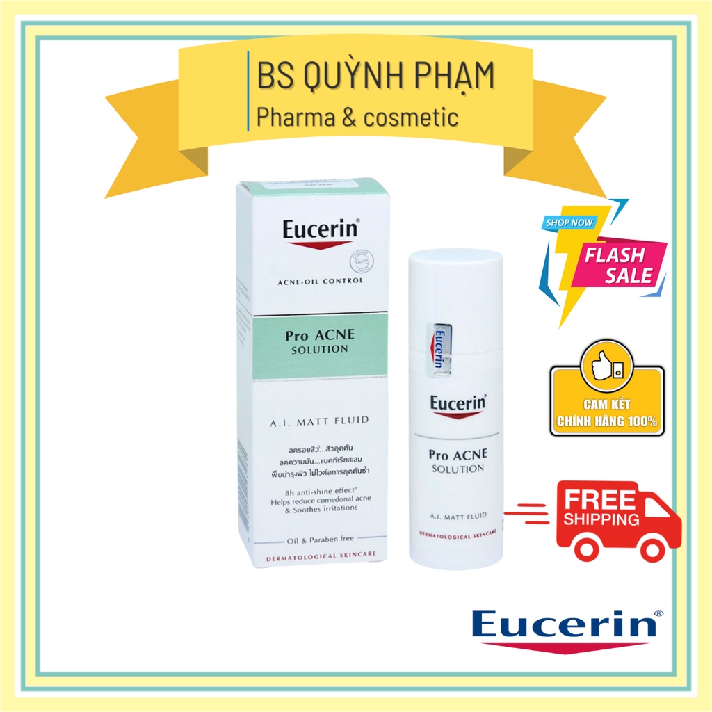 Kem Dưỡng Ẩm, Kiểm Soát Nhờn Ngừa Mụn Eucerin Pro Acne Solution A.I Matt Fluid 50ml-ProAcne AI Mattifying