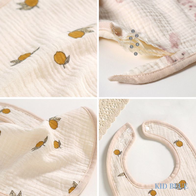 Yếm Ăn Hình Chữ U 6 Lớp Bằng Vải Cotton Phong Cách Mới Cho Bé Sơ Sinh