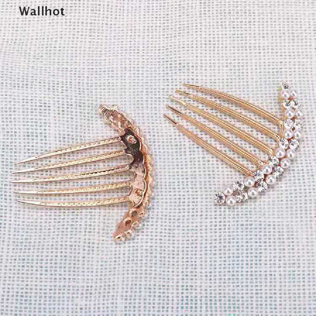 Lược Cài Tóc 5 Răng Đính Ngọc Trai Pha Lê Sang Trọng Cho Cô Dâu
