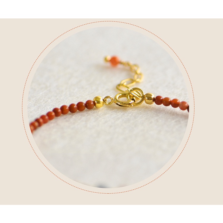 [Hàng Mới Về] Vòng Đeo Tay Đính Đá Mã Não Đỏ Persimmon Màu Đỏ Phía Nam Cho Nữ