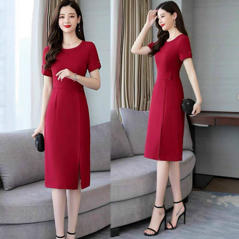 ĐẦM TRUNG NIÊN BAD SHOP DỰ TIỆC SIZE M ĐẾN 3XL VẠT CHÉO THIẾT KẾ SANG TRỌNG