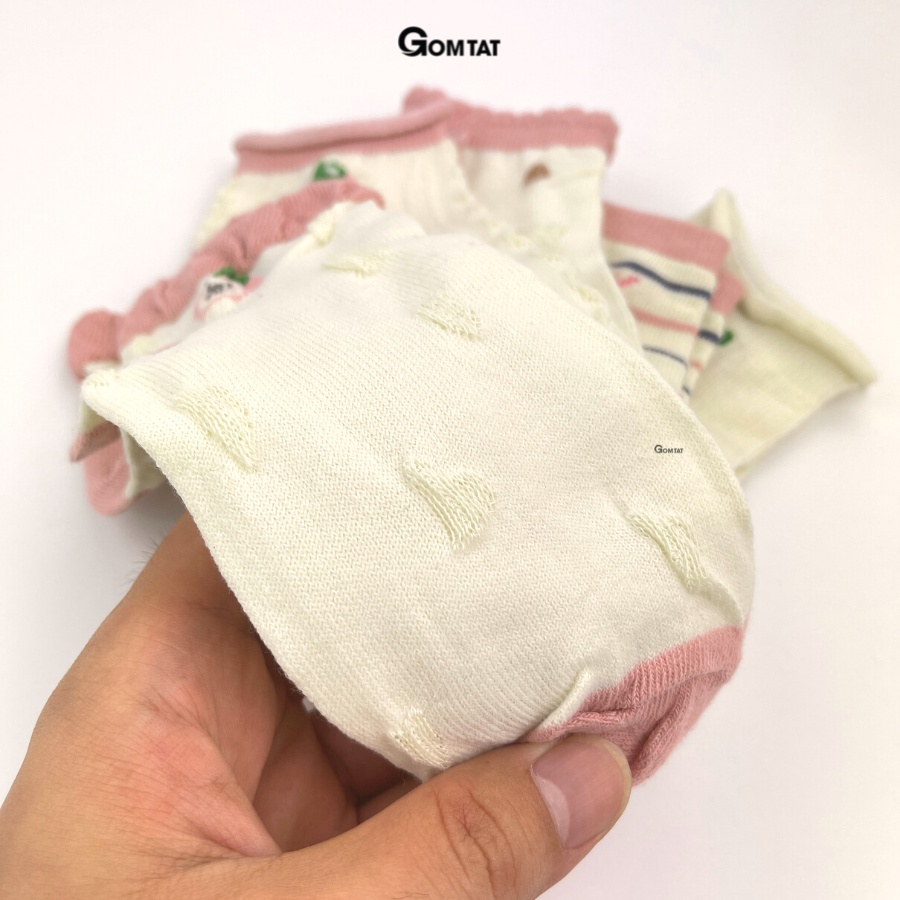 Set 5 đôi tất nữ cổ ngắn GOMTAT thời trang Hàn Quốc họa tiết dễ thương, chất liệu mềm mỏng thoáng mát- CB075