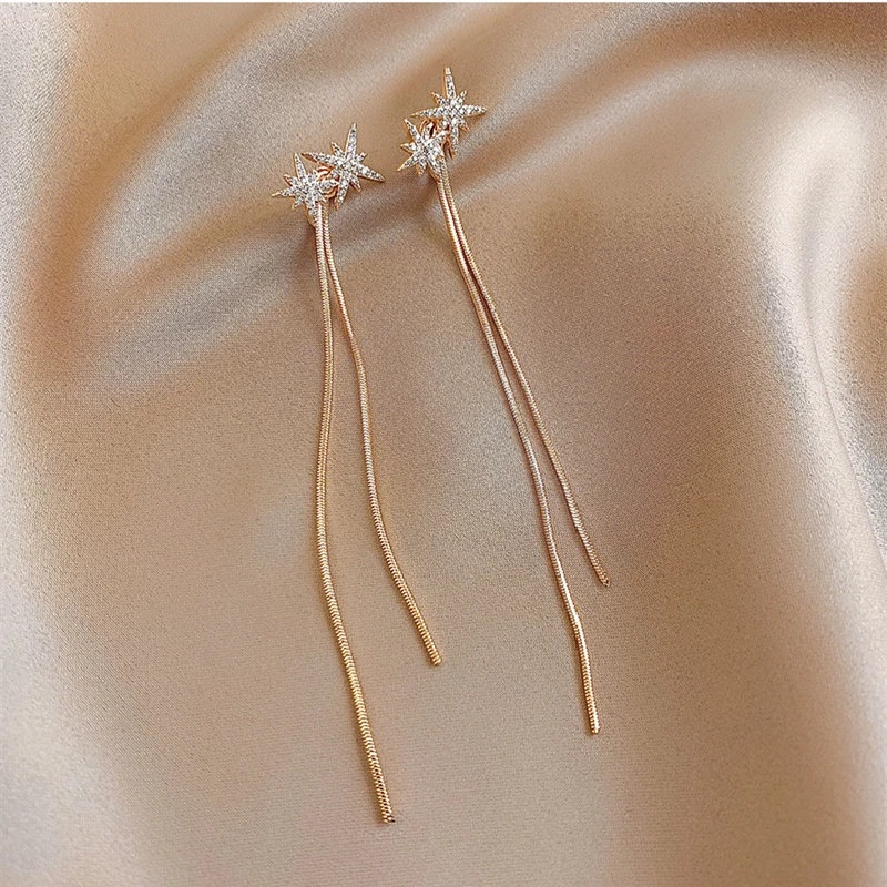 Bông Tai Mạ Bạc 925 Dáng Dài Thời Trang Hàn Quốc Cho Nữ