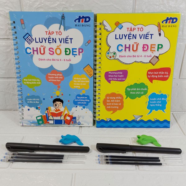 Bộ tô chữ, tô số thông minh tự xóa, set gồm 2 quyển