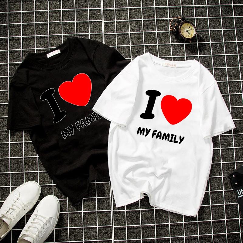 Áo thun unisex form rộng I love family vải dày mịn 2019T2171