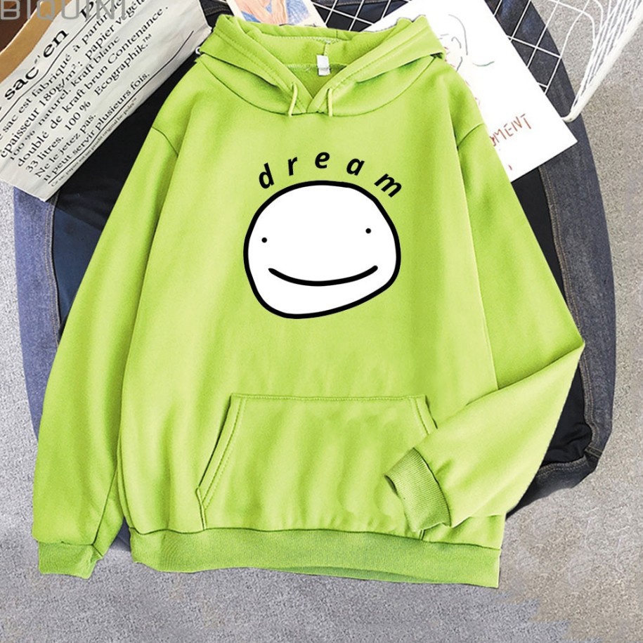 Áo hoodie tay dài dáng rộng cotton in họa tiết game Minecraft Mcyt Dream SMP độc đáo thời trang