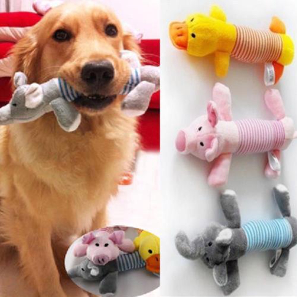 CLEVER Pet Puppy Chew Squeaker Squeaky Plush Sound Pig Elephant Duck For Dog Toys DY