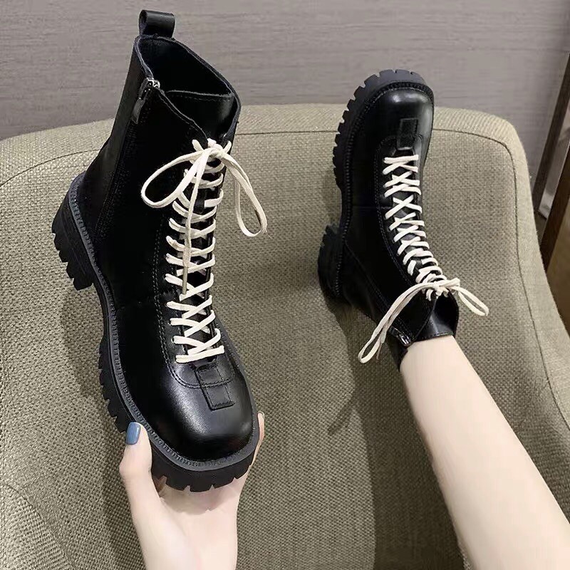 {ORDER} Giày Boot ulzzang nhiều dây Bốt Martin Đế Dày Kiểu Anh Thời Trang Thu Đông 2020 Cho Nữ boot