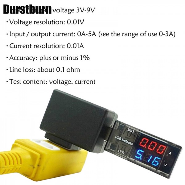 Usb Kiểm Tra Điện Áp Với Màn Hình Hiển Thị Kép Tiện Dụng