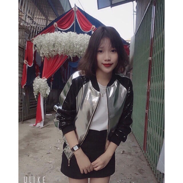 Áo khoác da phối kim tuyến