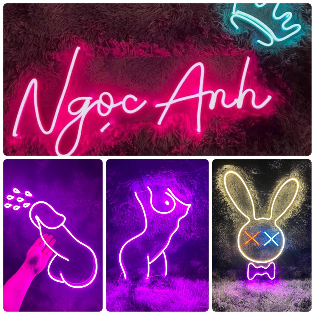 Đèn chữ theo yêu cầu hình logo meme, đèn neon theo tên riêng