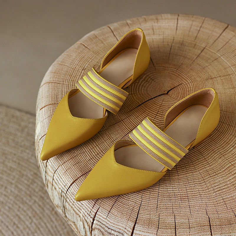 Giày búp bê IELGY mũi nhọn phong cách retro Pháp cho nữ