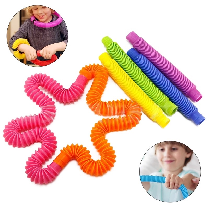1 Gói Đồ Chơi Ống Trụ Tròn Bằng Nhựa Nhiều Màu Sắc Sáng Tạo Có Thể Gấp Gọn Giáo Dục Sớm Cho Bé