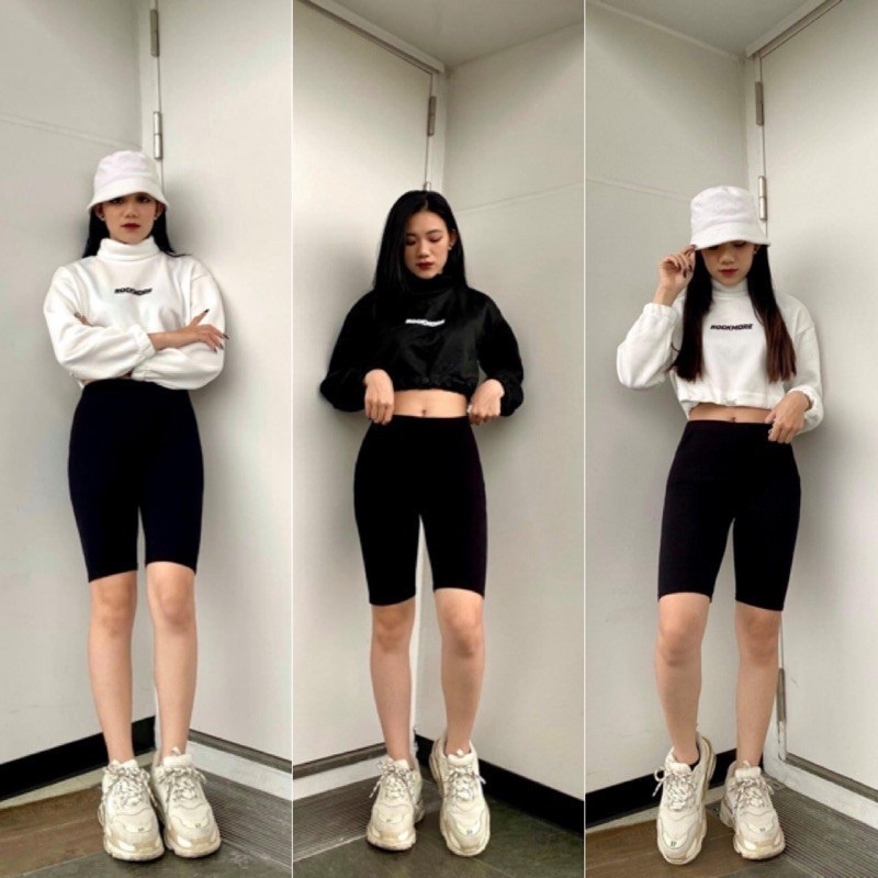 Quần legging lửng Choobe vải thun cao cấp biker nữ đùi ngố đồ mặc nhà dáng ôm bó lưng thun tập gym yoga bigsize | BigBuy360 - bigbuy360.vn