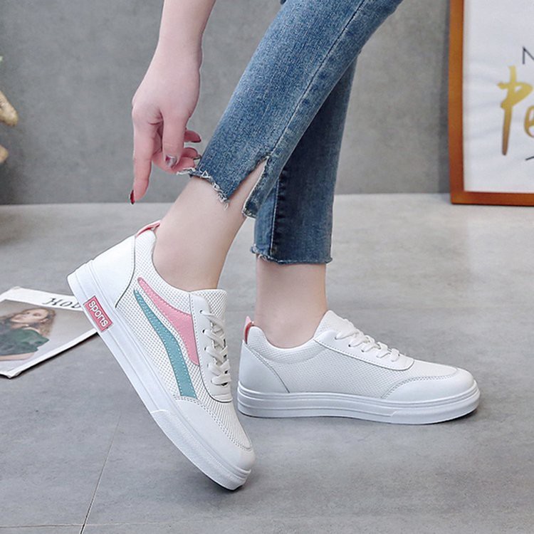 [ Full box ] Giày sneaker nữ  năng động sọc xanh hồng mới nhất 2021 C2598