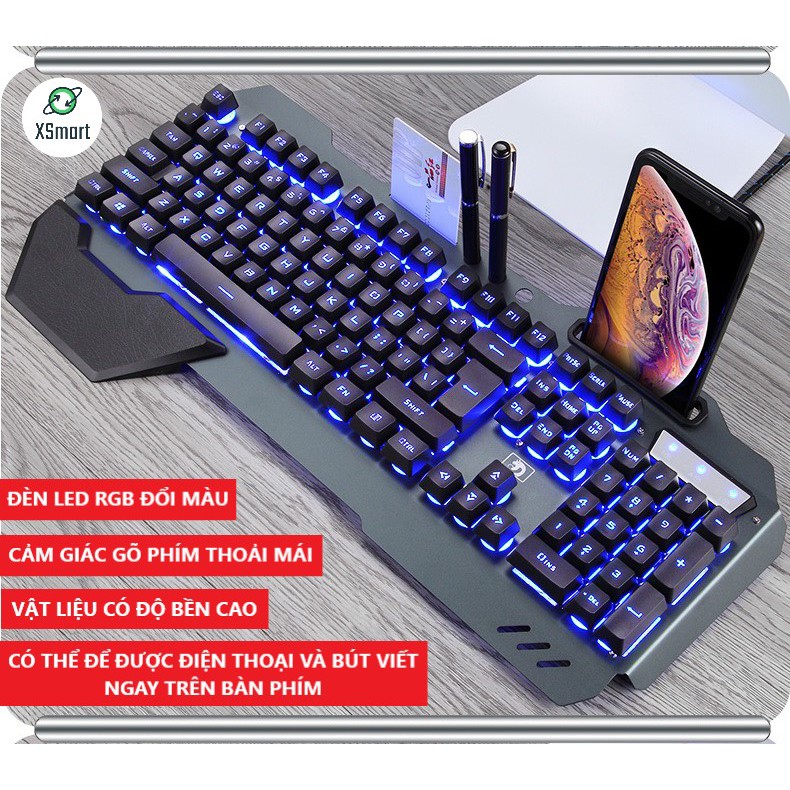 Bàn Phím Gaming K618 Super Pro New 2023 Led Đổi Màu 10 Chế Độ Led Khác Nhau Ngang Phím Cơ PC - XSMART