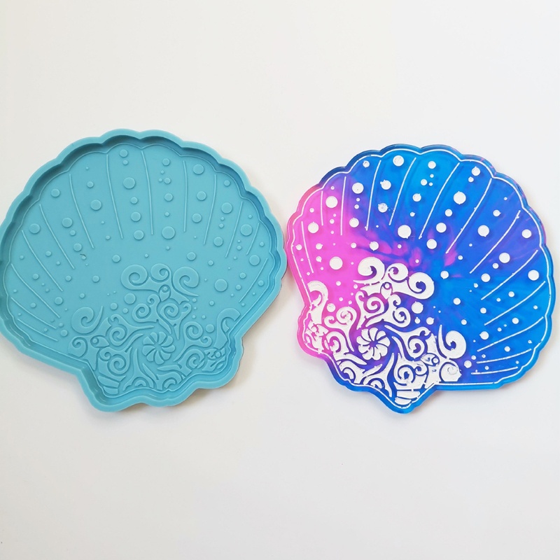 Sa Khuôn Silicon Làm Đế Lót Ly Bằng Resin Hình Vỏ Sò Diy