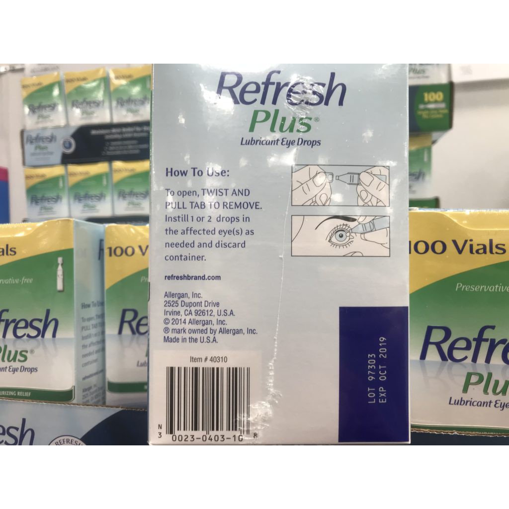 Nước mắt nhân tạo [Mỹ] Refresh Plus Lubricant Eye Drops 100 tuýp [Chính hãng]