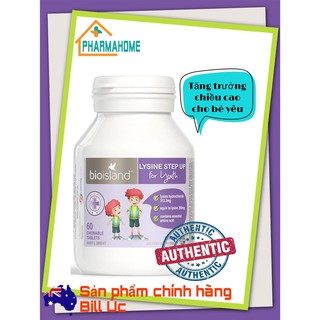 Viên nhai hỗ trợ tăng trưởng chiều cao Bio Island Lysine cho trẻ từ 6 tuổi, 60 viên nhai