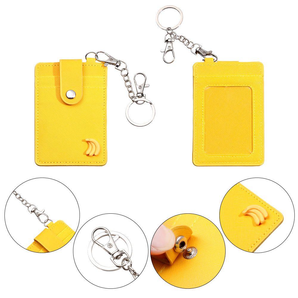 EBINLANDS Vỏ Đựng Thẻ Xe Buýt / Thẻ 3 Ngăn Họa Tiết Trái Cây Hoạt Hình Dễ Thương