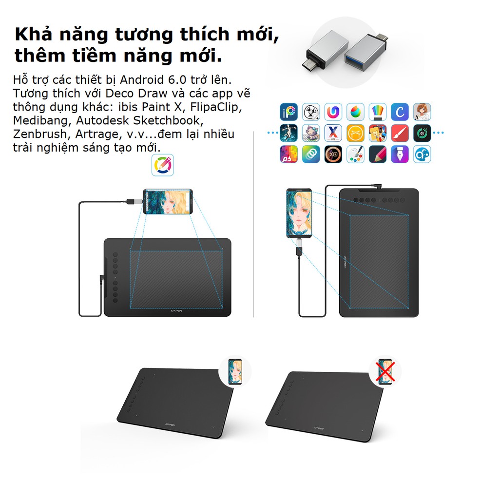 BẢNG VẼ ĐIỆN TỬ XP-PEN DECO 01 V2 ANDROID HỖ TRỢ CẢM ỨNG NGHIÊNG (KÈM GĂNG TAY HỌA SĨ VÀ MIẾNG FILM BẢO VỆ)