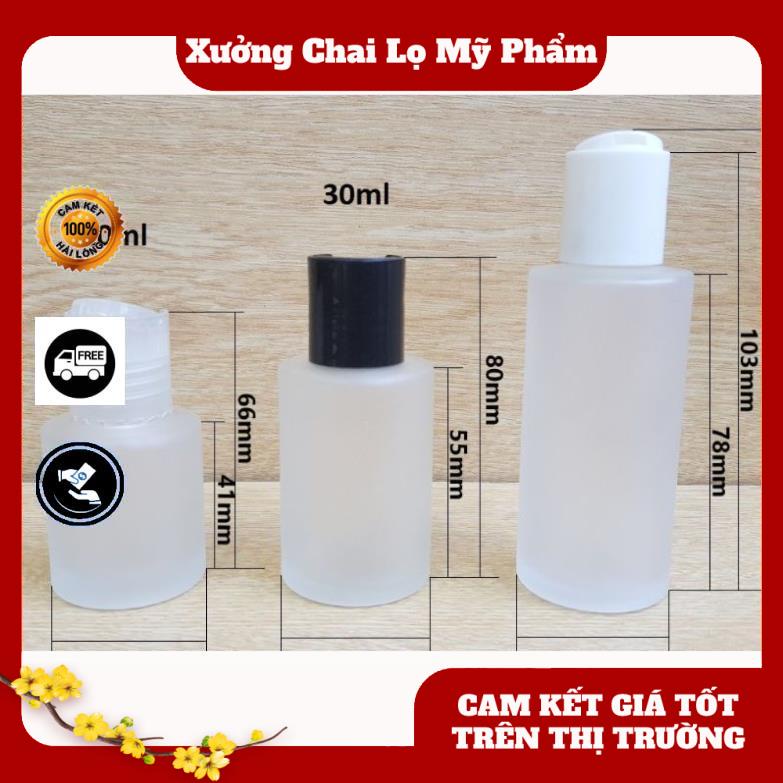 Chai Thủy tinh mờ Nút nhấn 20ml,30ml,50ml chiết mỹ phẩm , phụ kiện du lịch