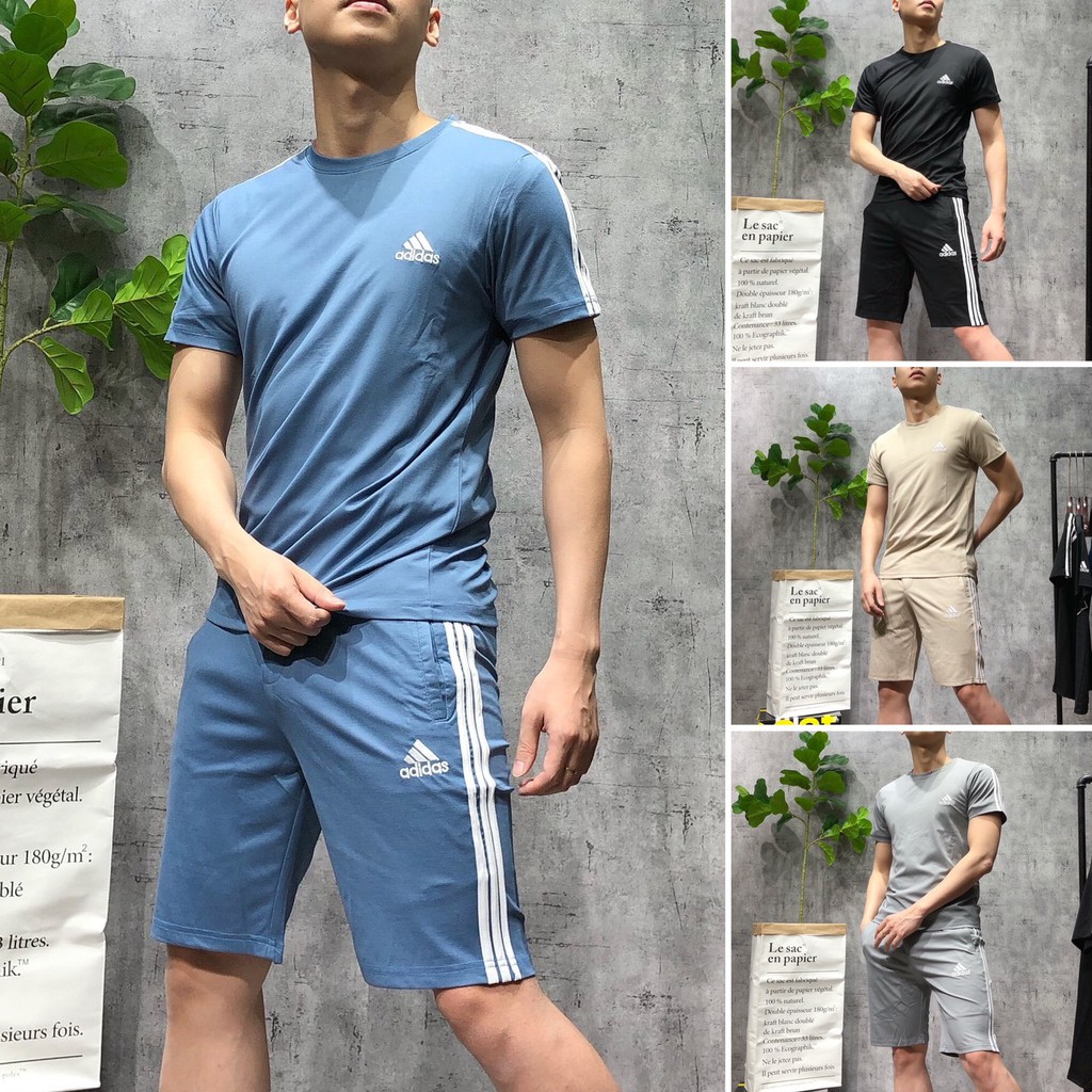 [Mã FAGREEN1505 giảm tới 30K đơn 99K] Bộ thể thao hè 3 sọc ngắn tay tập gym nam cao cấp xuất khẩu BCT05