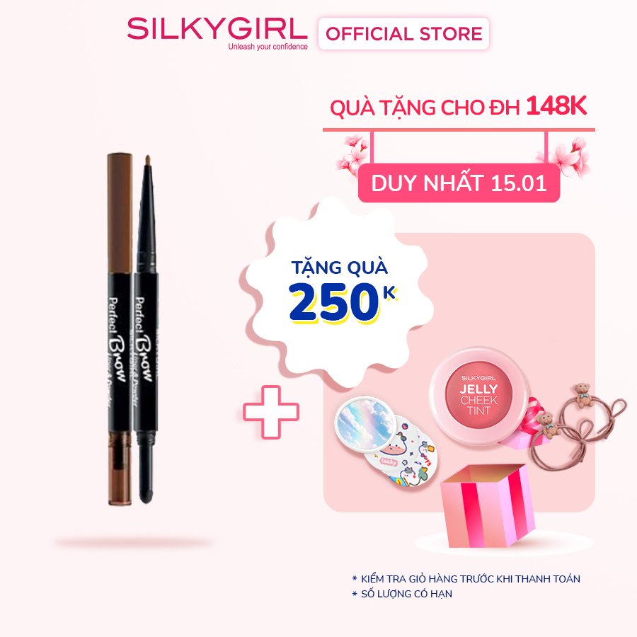 Chì Định Hình Mày 2 Đầu Silkygirl Perfect Brow Liner Powder 0.5g