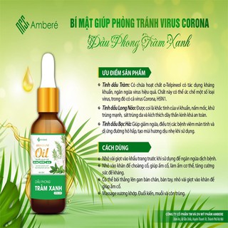 Dầu phong tràm xanh (combo tinh dầu tràm + tinh dầu long não + tinh dầu bạc hà + hương chanh xả nguyên chất giúp xông ph