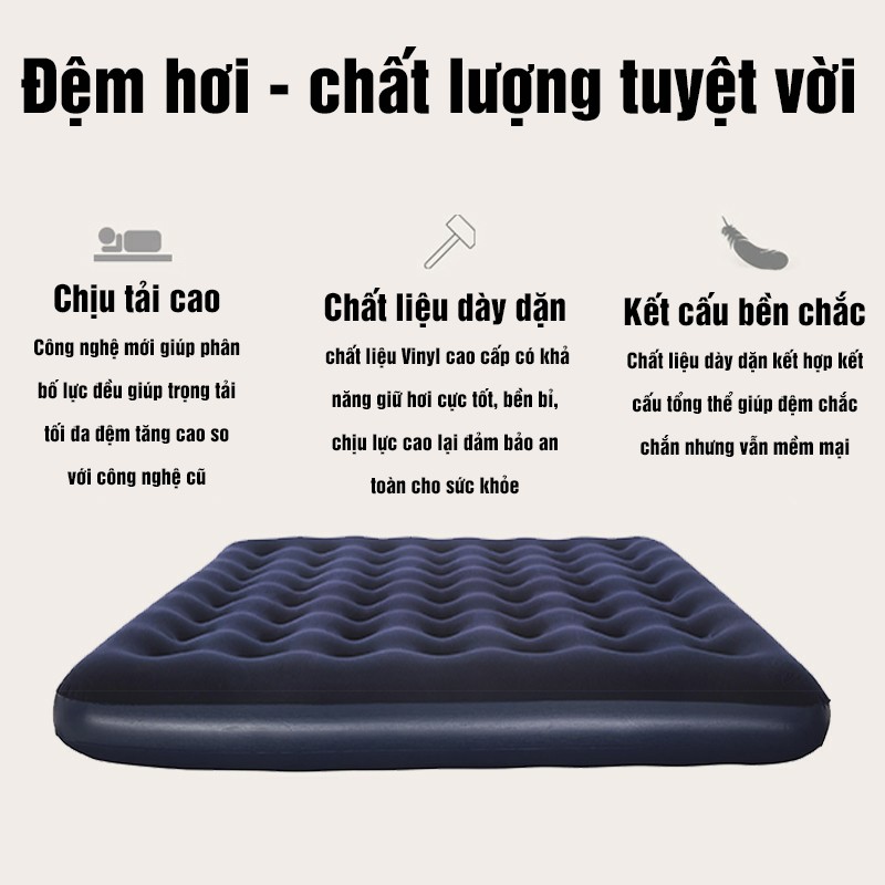 Nệm Hơi Đệm Hơi Giường 1- 2 Người Dã Ngoại Du Lịch Kèm Bơm Điện 2 Chiều