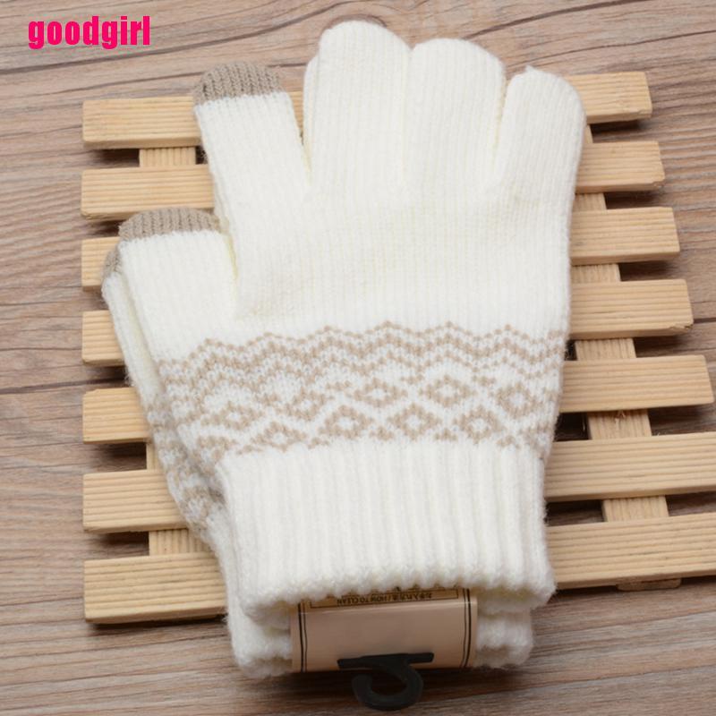 Good 1pair Winter Gloves Unisex Stretch Knits Imitation Wool Full Finger