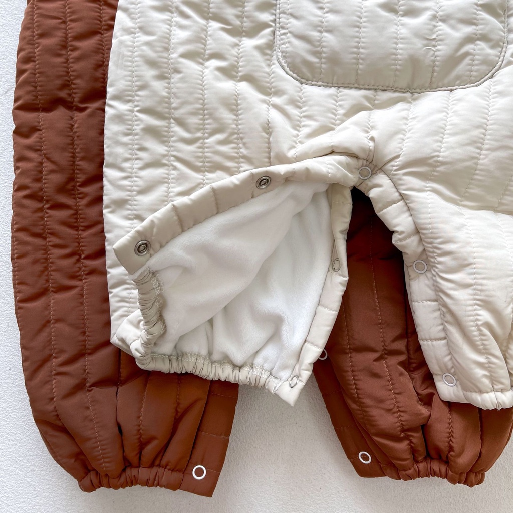 Áo liền quần một mảnh màu trơn chất liệu dày dặn giữ ấm mùa đông cho bé